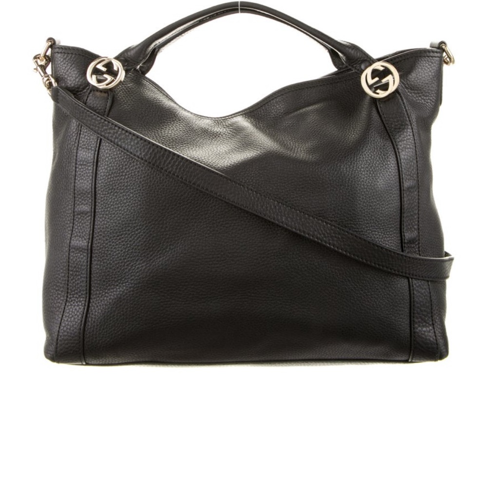 Gucci Top Handle Black Leather Bag